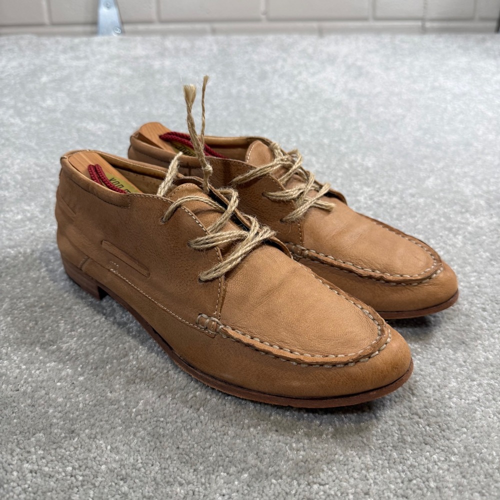 Dolce Vita Voltera Moc Toe Leather Oxford Tan Shoes Booties Twine Lace Up 7.5